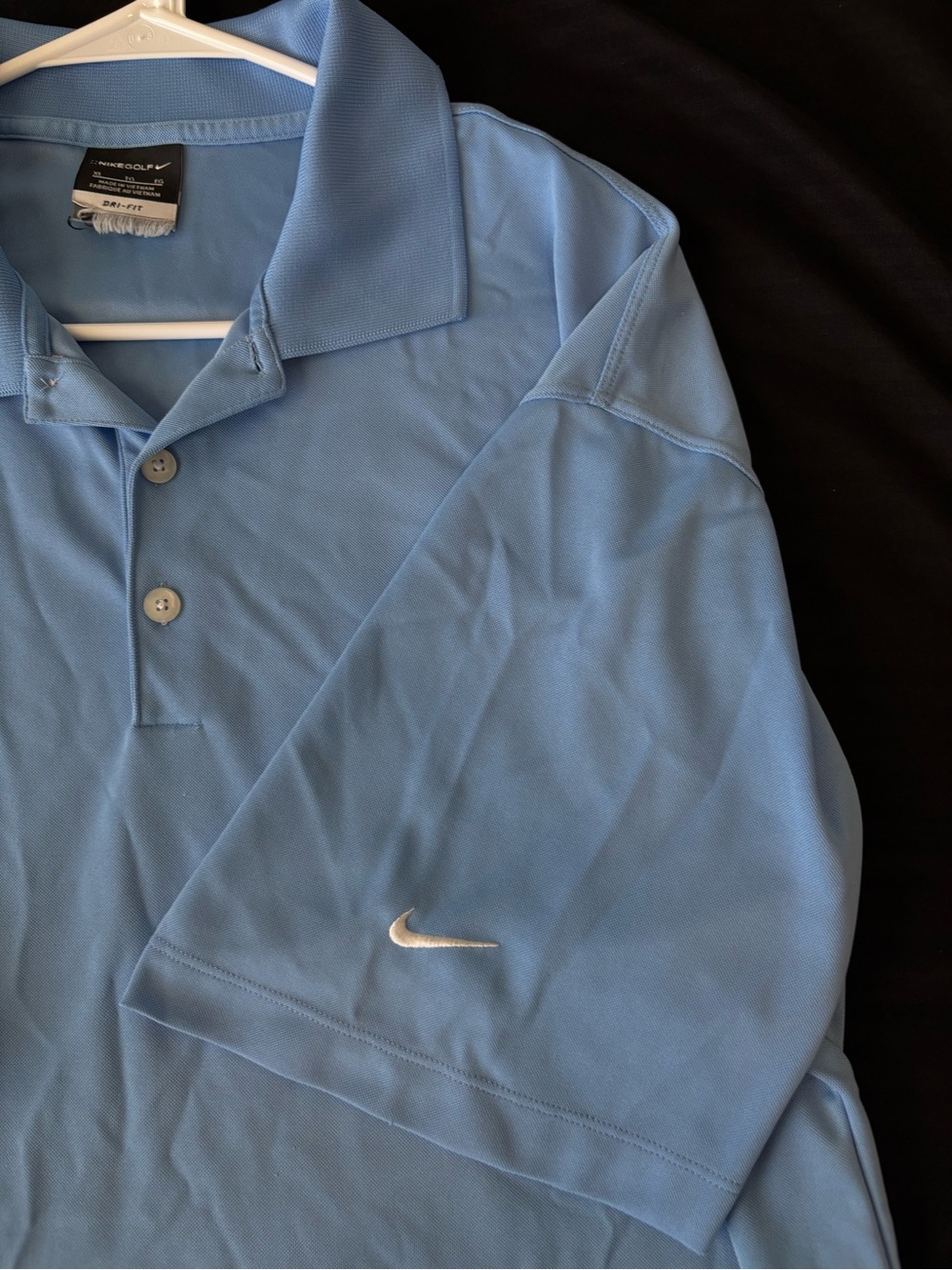 Nike Men’s Light Blue Polo Shirt with White Swoosh
